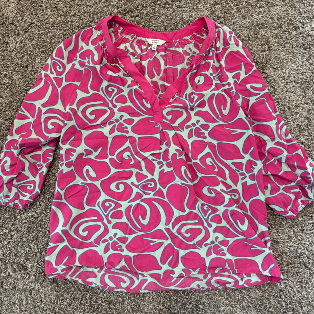Crown & Ivy Tunic - Pink and Blue - Medium